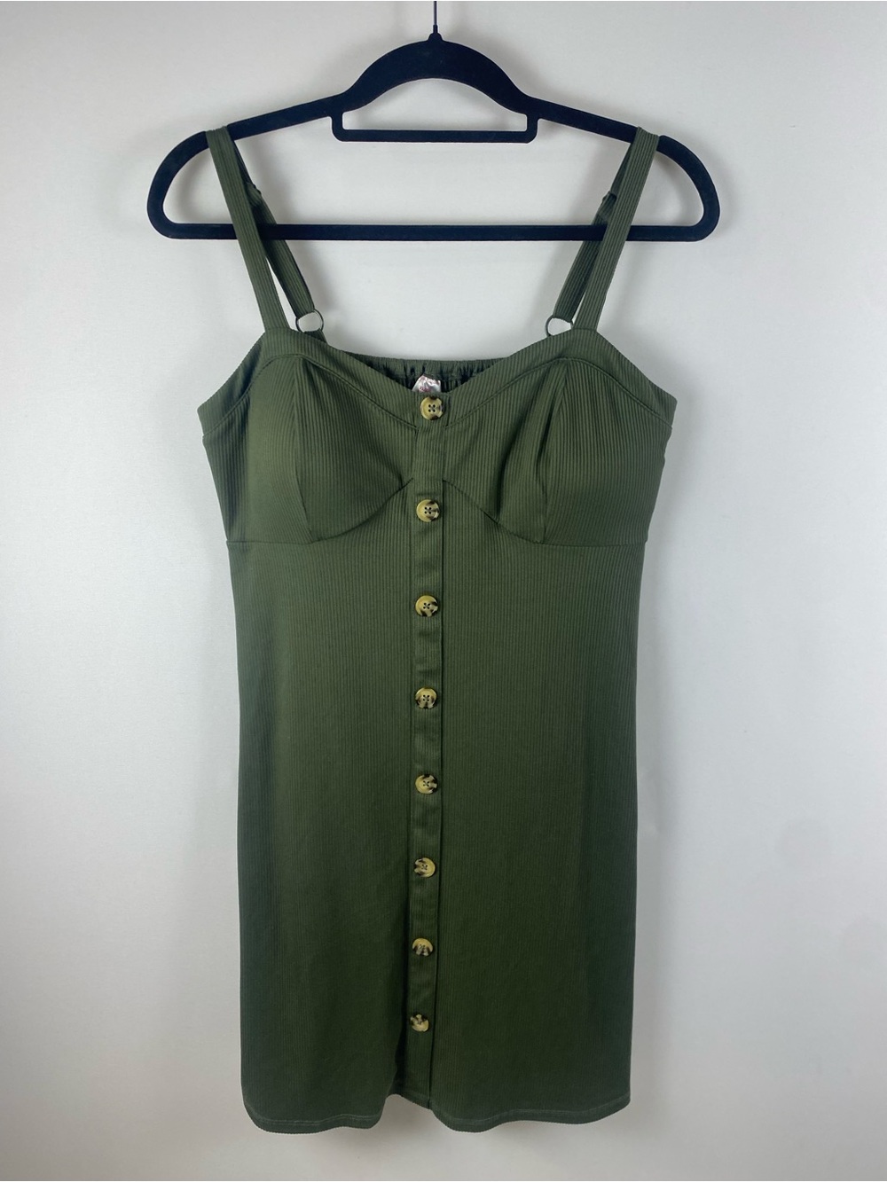 No Boundaries Green Ribbed Swing Dress 
Junior XL (15-17)